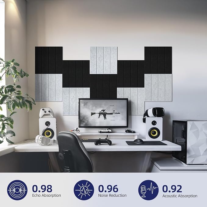 Vieshful Self Adhesive Acoustic Panels – 12"x12"x0.4" High-Density Soundproof - Image 2