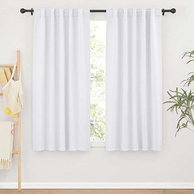 RYB HOME White Curtains for Living Room, Back Tab & Rod Pocket Top Insulating by RYBHOME