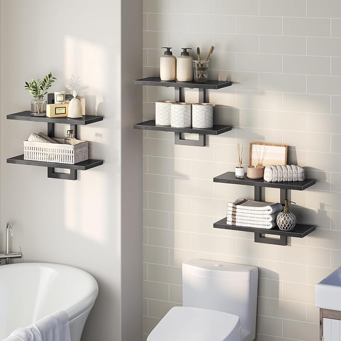 HOOBRO Floating Shelves, 15 Inch Wall Shelf Set of 3, Wall Mounted Storage - Image 5