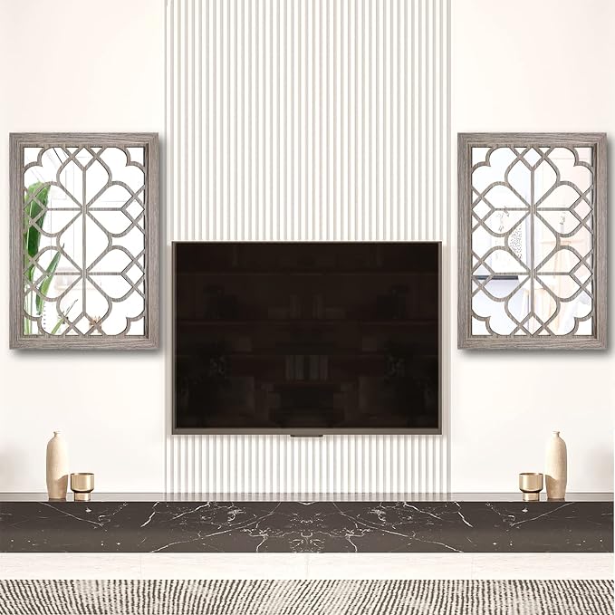 Wocred Set of 2 Rectangular Wall Mirror, Gorgeous Rustic Farmhouse Accent Mirror - Image 3