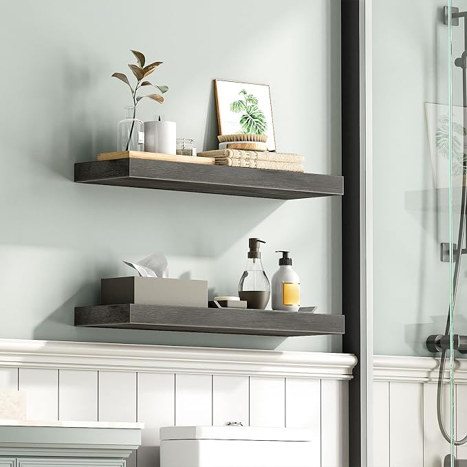 HOOBRO Floating Shelves for Wall, Wall Mounted Shelf Set of 2, 23.6" Hanging - Image 6