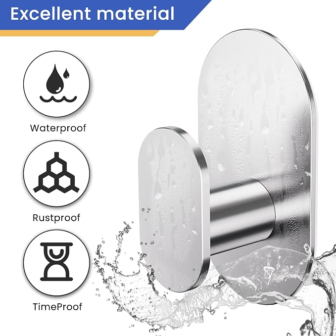 Aikzik Adhesive Towel Hooks - 26LB Heavy Duty Wall Sticky Waterproof Hooks - Image 4