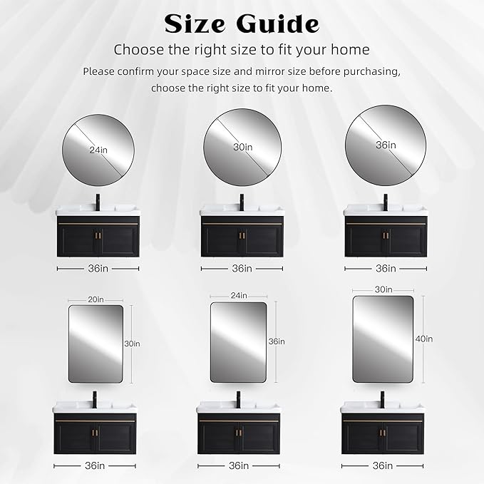CULER Round White Bathroom 30 Inch Mirror, Circle Wall Modern Mirror - Image 6