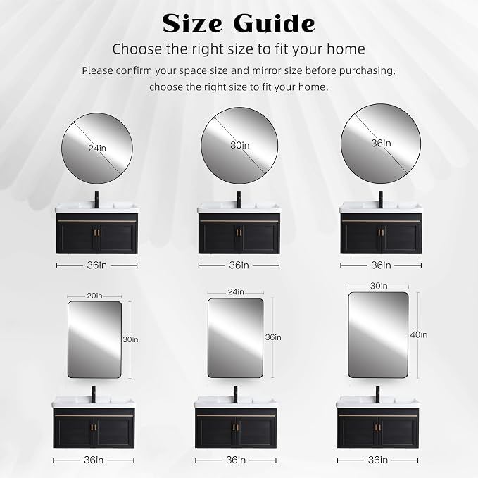 CULER Round White Bathroom 24 Inch Mirror, Circle Wall Modern Mirror - Image 6