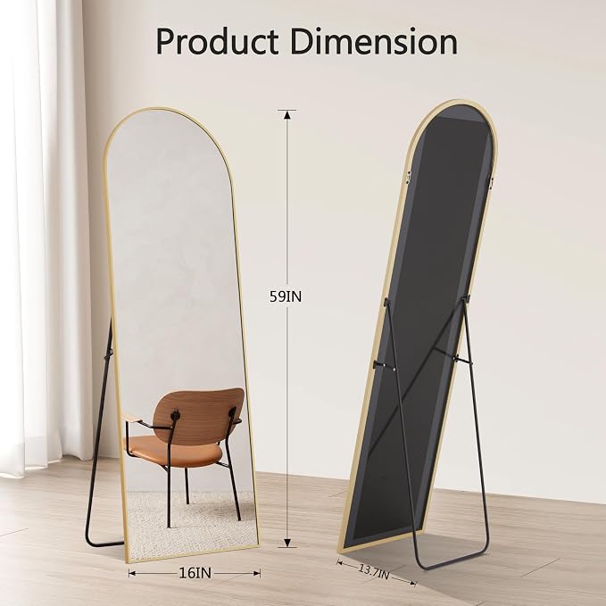 Simple Deluxe Arched Full Length Mirror, - Image 5