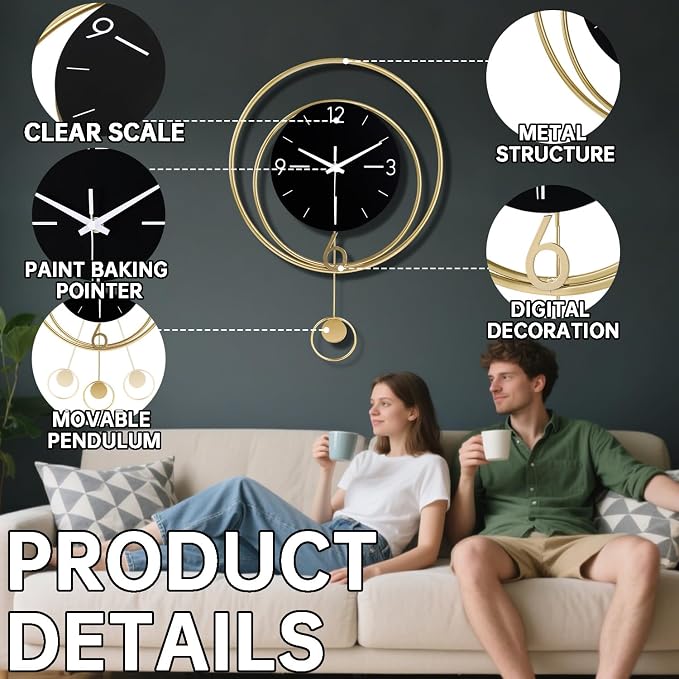 Dankeit Decorative Wall Clock, Silent Non-Ticking Quality Quartz Battery - Image 2