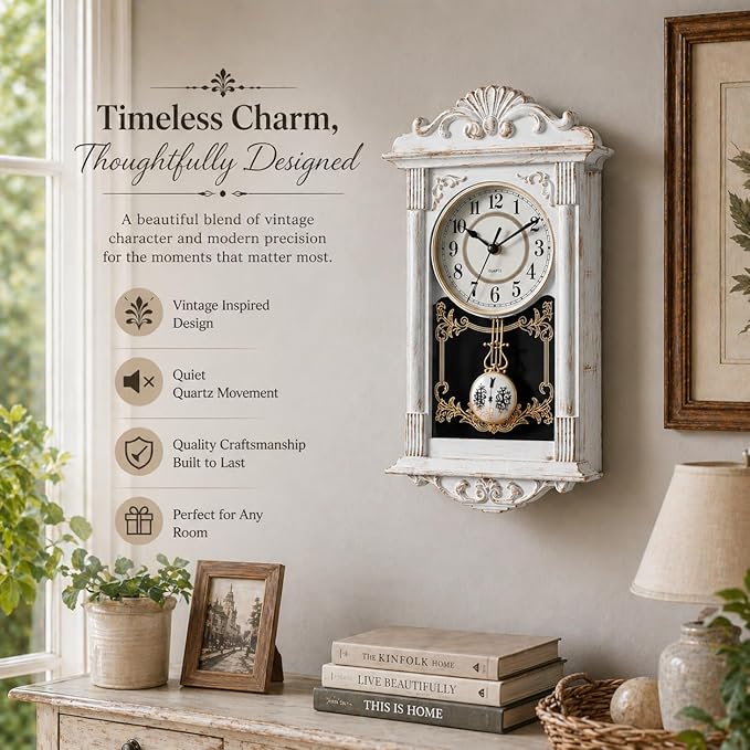 Clockswise Vintage Grandfather-Style Wall Clock - Image 3
