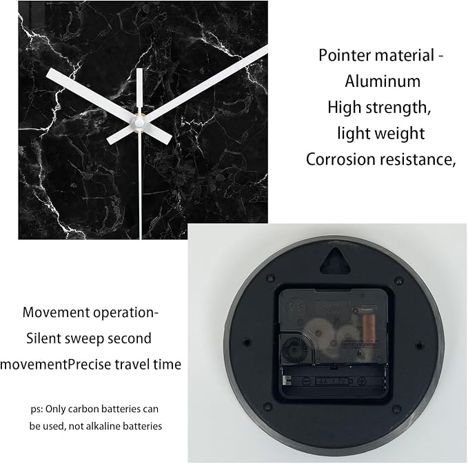 Black Minimalist Wall Clocks for Living Room Glass Marble Pattern Wall Clocks - Image 7