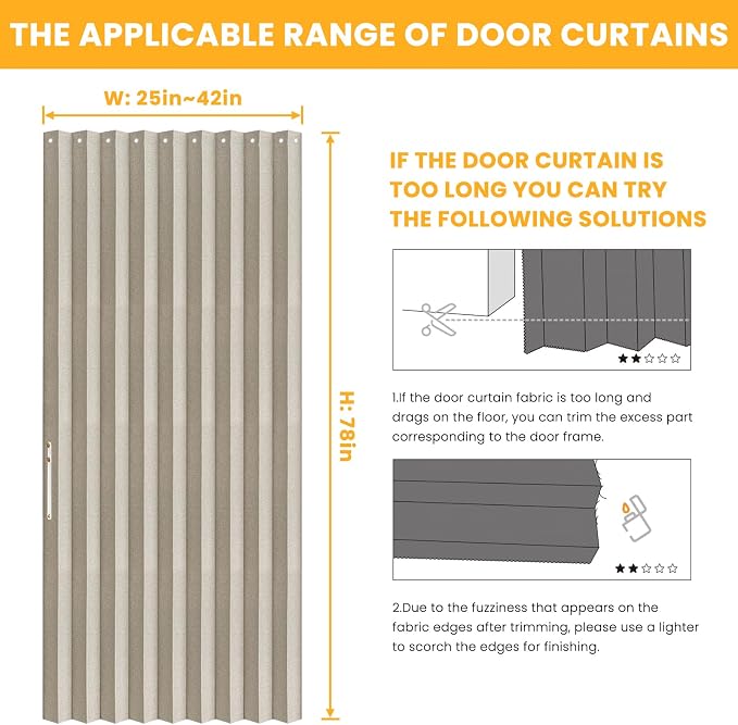 AJAZZ 100% Blackout Magnetic Door Curtain Accordion Doors Interior Folding - Image 2