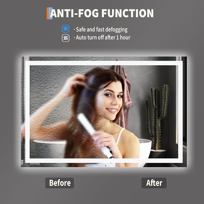 GarveeHome 45x30 LED Bathroom Mirror - Image 3