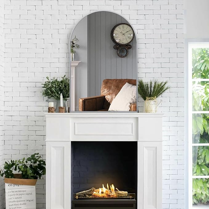 28" x 36" Silver Arched Mirror, Large Arch Bathroom Vanity Mirror, Modern - Image 5