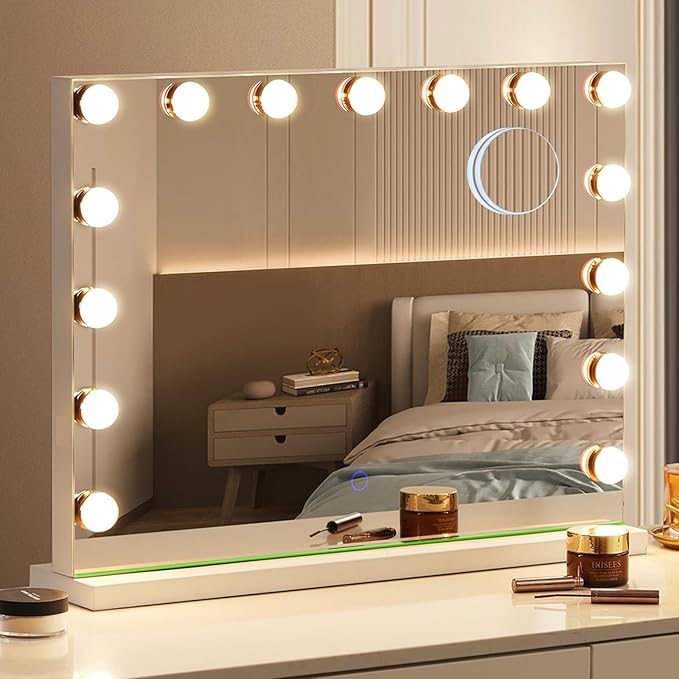 Hollywood Vanity Mirror with Lights, 15 Led Bulbs, 3 Lighting Modes by Amifiy