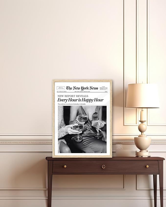 iHery Unframed Trendy NewsPaper Black Wall Art Prints Set of 1, 12x16in Canvas - Image 4