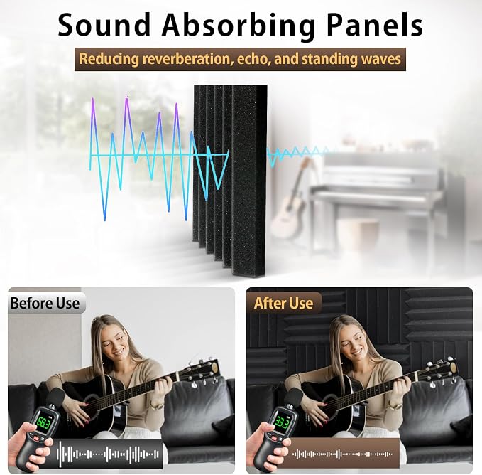 36 Pack Self-Adhesive Acoustic Foam Panels, Fire Resistant Soundproof Wall - Image 4