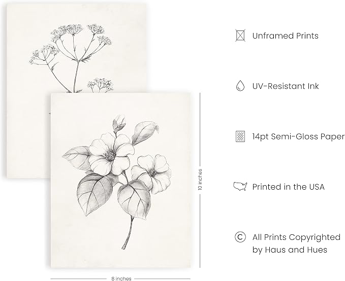 HAUS AND HUES Grey Floral Wall Art - Image 2