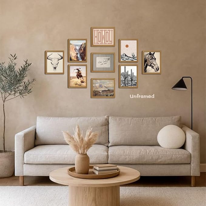 Western Desert Cowboy Posters Wall Art Set of 9, Boho Western Ranch Canvas Wall - Image 2