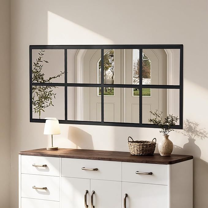 DUMOS Wall Mirror 16" x 32", Rectangle Window Pane Decorative Mirror, Metal - Image 7