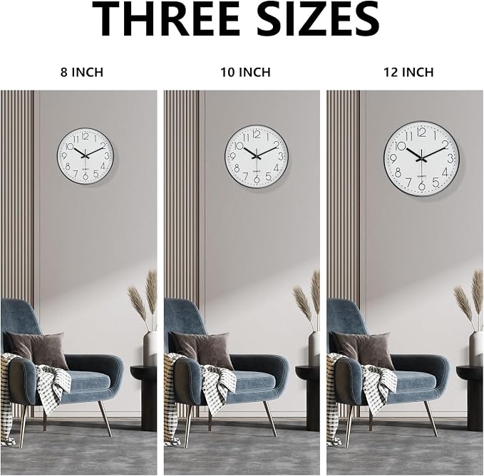 Wall Clock, Silent Wall Clocks Battery Operated 10 Inch Modern Non Ticking - Image 9