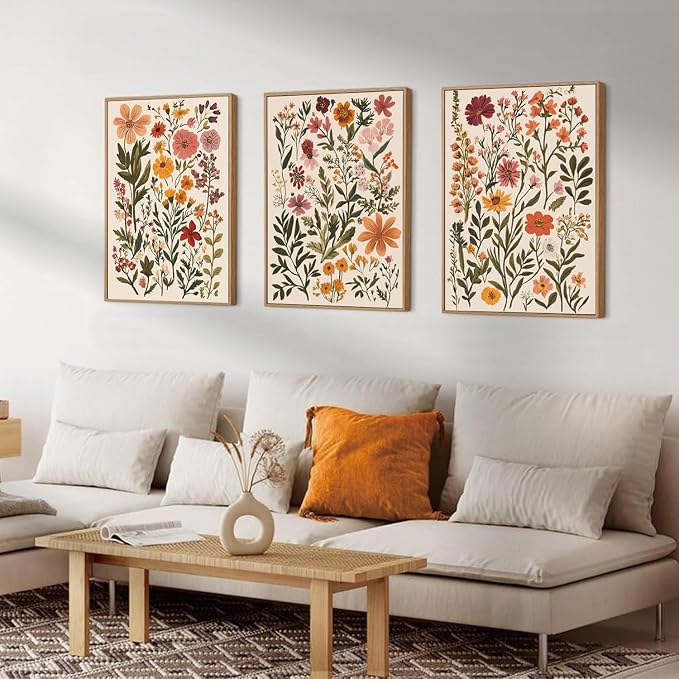 KISSFOX 3 Piece Boho Floral Canvas Wall Art - Image 4