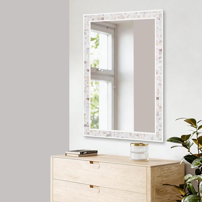 Tanmicoshomy Brown Shell Framed Rectangular Wall Mirrors - Image 6