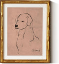 InSimSea Gold Bamboo Framed Canvas Wall Art, Minimalist Dog Sketch Animal by InSimSeaArt
