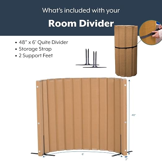 Angeles, Quiet Divider with Sound Sponge 48" x 6' Wall in Natural Tan, - Image 3