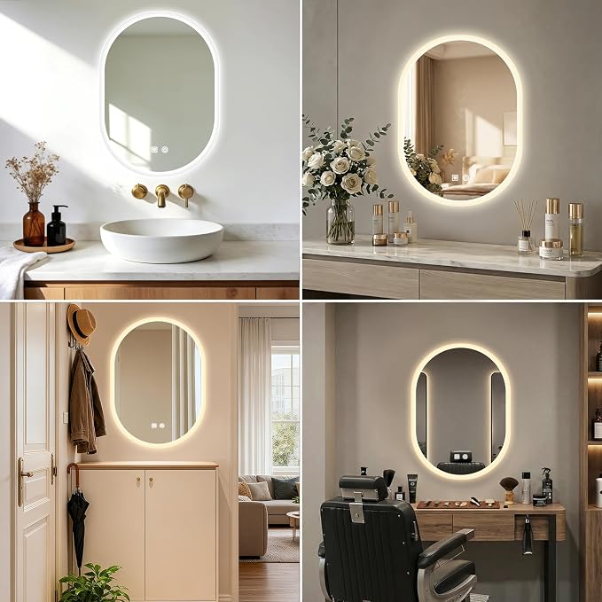 20x28 LED Bathroom Mirror with Lights Oval, Lighted Bathroom Vanity Mirror - Image 6
