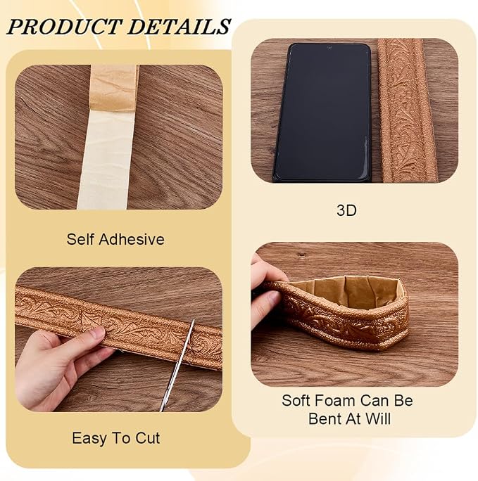 CRASPIRE 90x1.8in Peel Stick Foam Crown Molding Baseboard Trim Bronze Self - Image 6