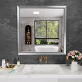 Amorho 36x36 Inch Bathroom Mirror Silver, Thick Metal Framed Wall Mirrors by Amorho