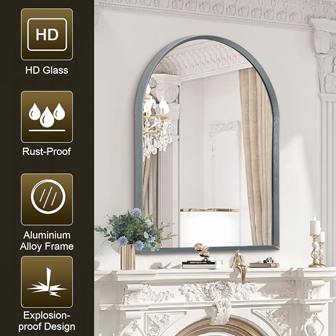 Arch Bathroom Mirror, Metal Frame Vanity Mirror, Dresser Mirror, Arch - Image 6