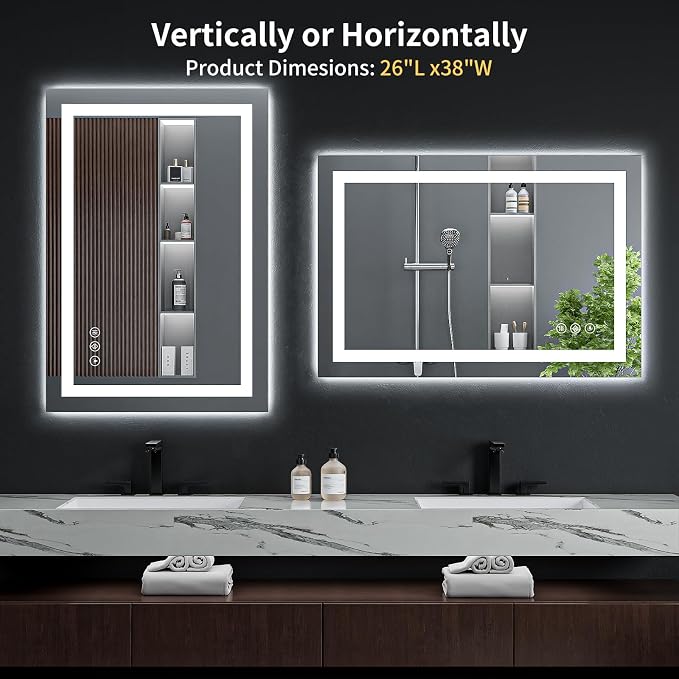 38"x26" LED Bathroom Mirror - Image 9