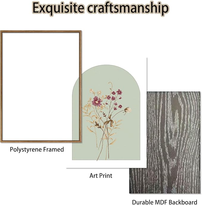 KISSFOX 3 Piece Framed Wall Art Wildflower Wall Decor Floral Pictures Botanical - Image 6