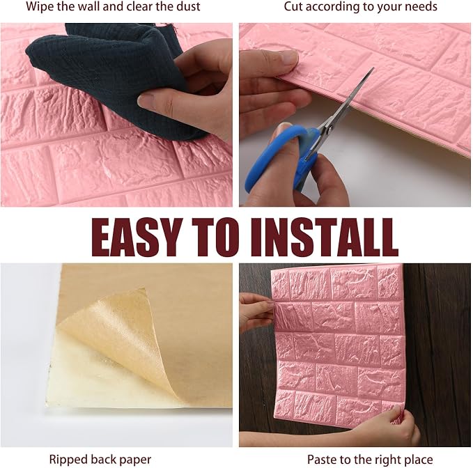 Colarr 60 Pcs 58 Sq ft 3D Wall Panels Peel and Stick Faux Foam 3D Brick - Image 5