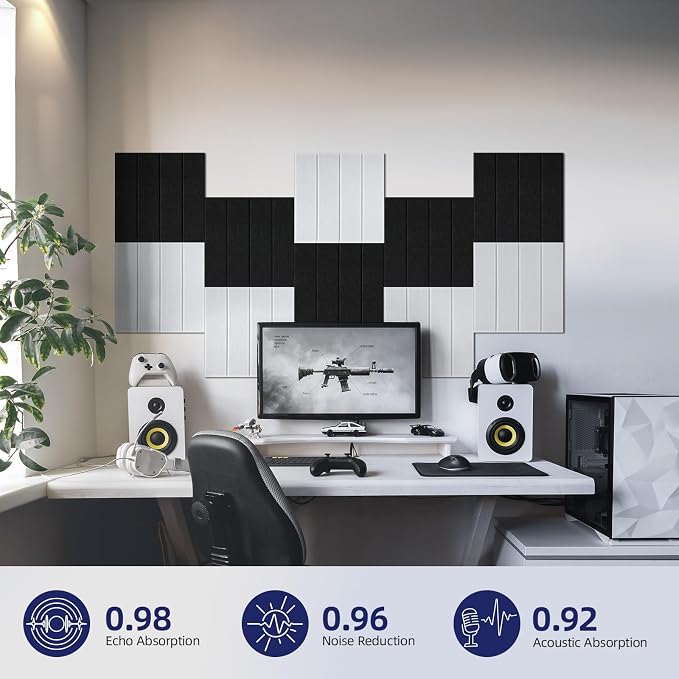 Vieshful Self Adhesive Acoustic Panels – 12"x12"x0.4" High-Density Soundproof - Image 2