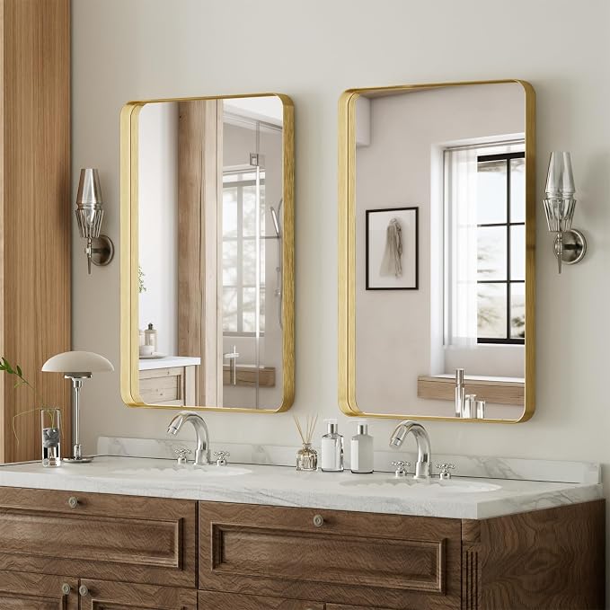 VooBang Bathroom Mirror 24x32 inch, Modern Round Corner Bathroom Vanity Mirror - Image 7