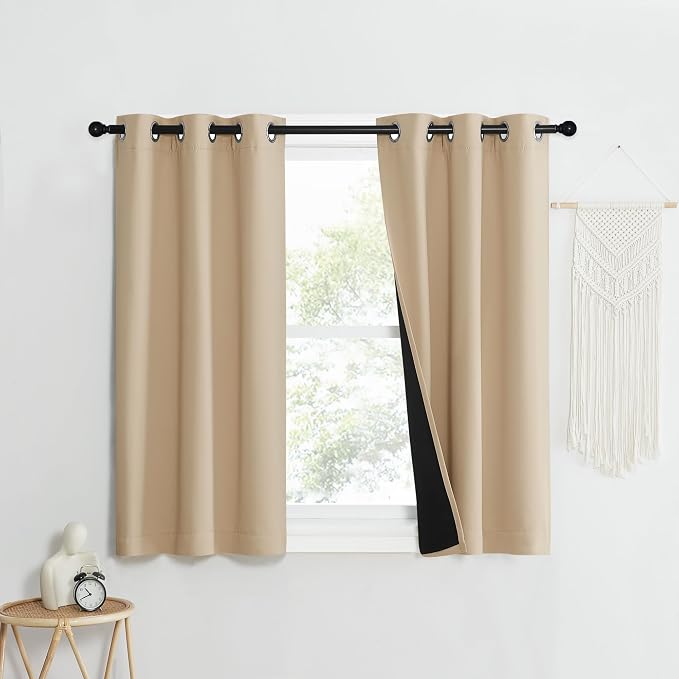 NICETOWN Bedroom Full Blackout Curtain Panels, 37 by 50-inch, Biscotti Beige - Image 2