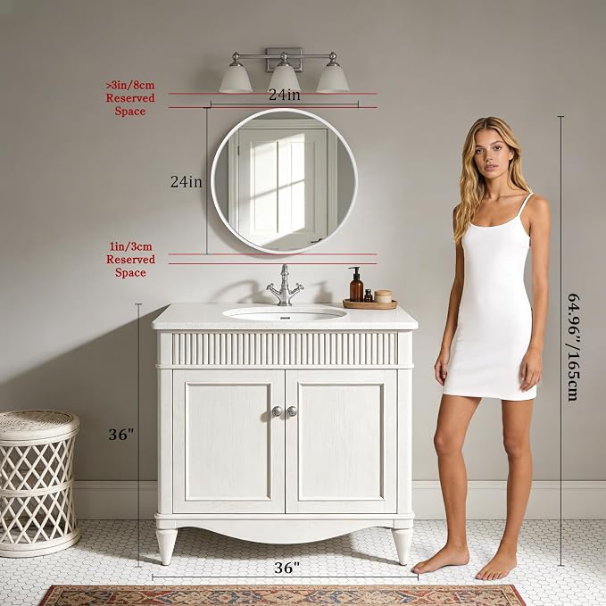 WallBeyond Round Wood Mirror 24 inch Circle Wall Mirror - Image 6