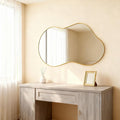 Itrue 26×46 Inch Gold Framed Irregular Tempered Glass Wall Mirror, Asymmetrical by Villacola