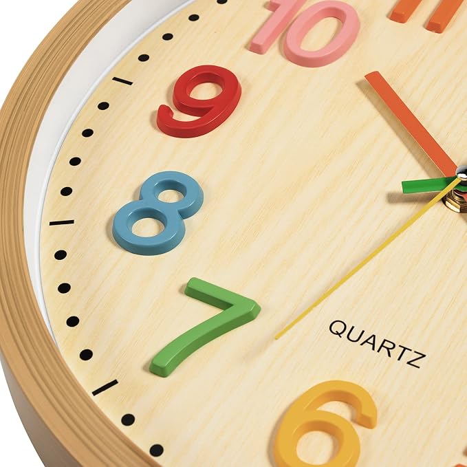 Foxtop Silent Kids Wall Clock Non-Ticking Battery Operated Colorful Childrens - Image 5