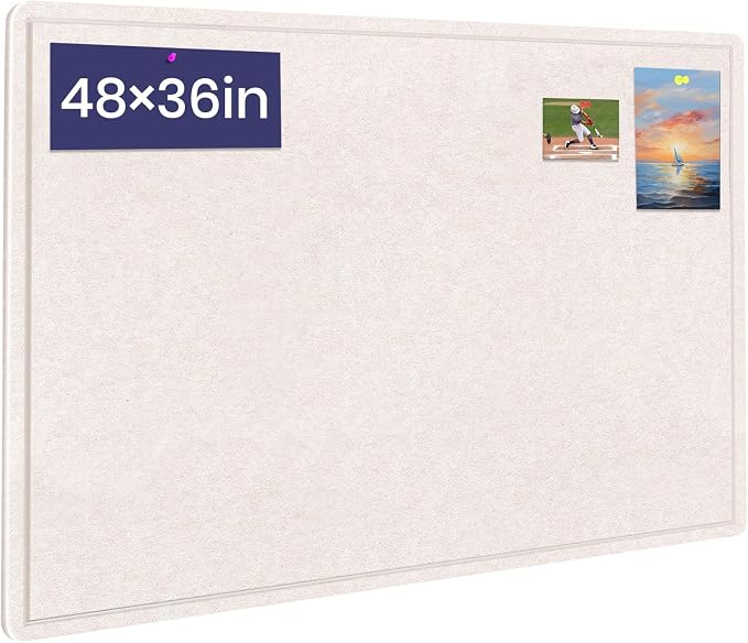 Large Bulletin Board, 48 X 36 inches Felt Board Notice Pin Board, Self-Adhesive by Hrrtyueg