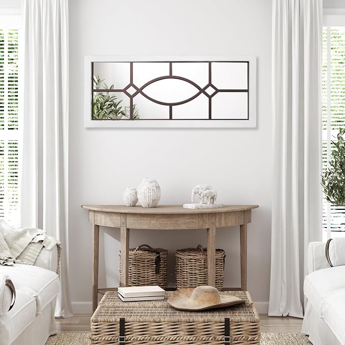 Farmhouse Mirror for Wall Decor: 43.3" x 17.7" Large Rustic Windowpane Mirrors - Image 7