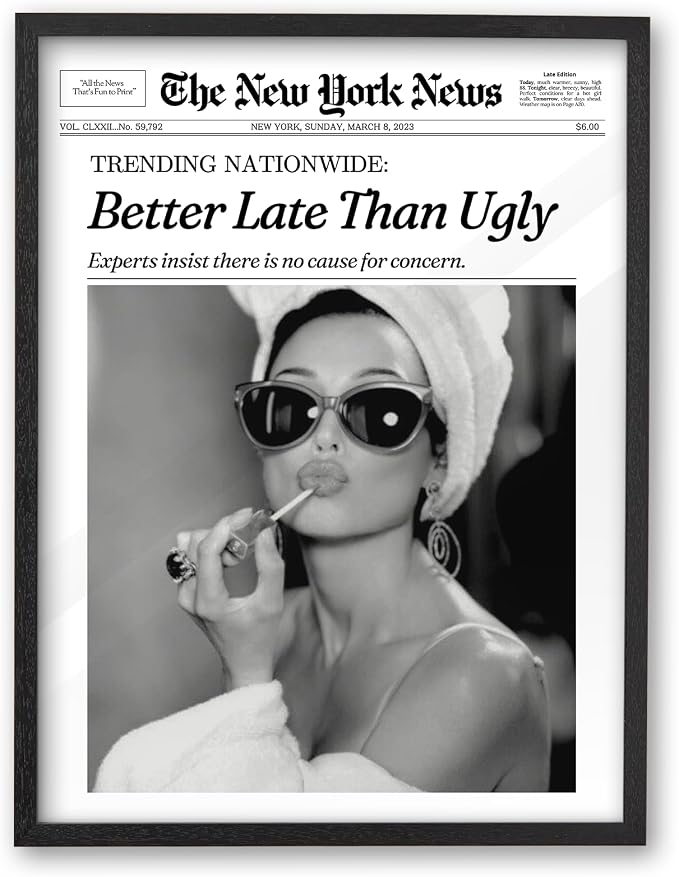 iHery Premium Natural Black OAK Wood 12x16in Audrey Hepburn Trendy Framed Wall by iHery
