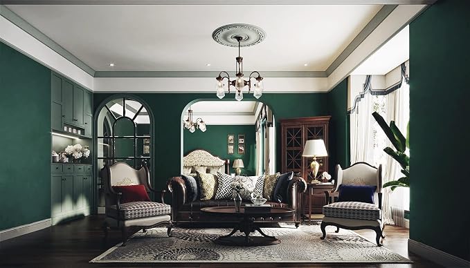 Dimoon 236''x17.7'' Dark Green Peel and Stick Wallpaper Contact Paper Modern - Image 3