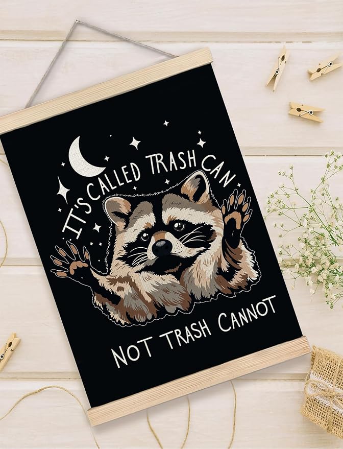 Foritho Funny Motivational Raccoon Meme Poster Wall Art Framed - Image 5