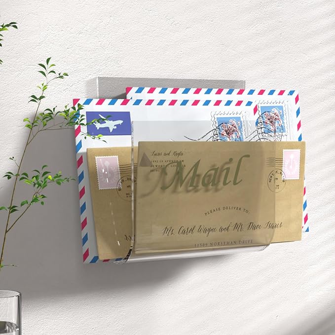 Cociat Acrylic Mail Holder for Wall Clear Hanging 6.6 X 2.2 Inch Mail Organizer - Image 4