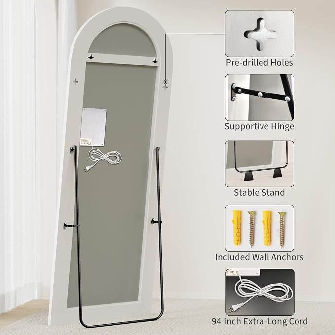 Koonmi LED Full Length Mirror, Lighted Floor Mirrors - Image 6