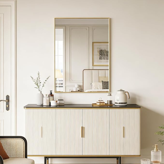 BOMINICA Brushed Gold Bathroom Mirror - Image 4
