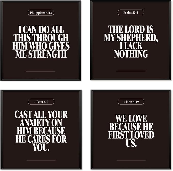 Locomiss Black Christian Wall Art Decor Posters, Minimalist Jesus Scripture by Unknown