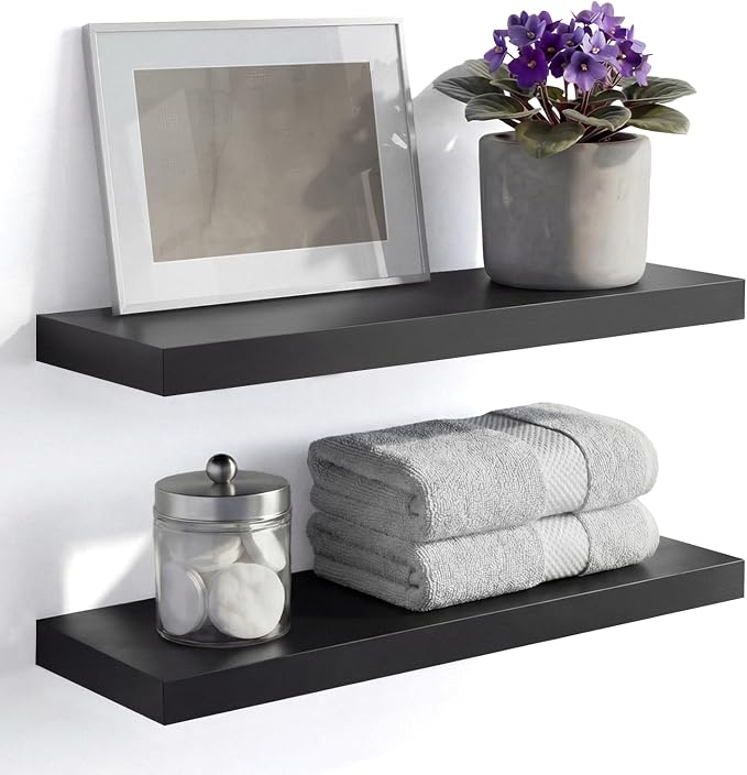 Homeforia Black Floating Shelf 20 inch, High End Solid Real Wood 20inch by Homeforia
