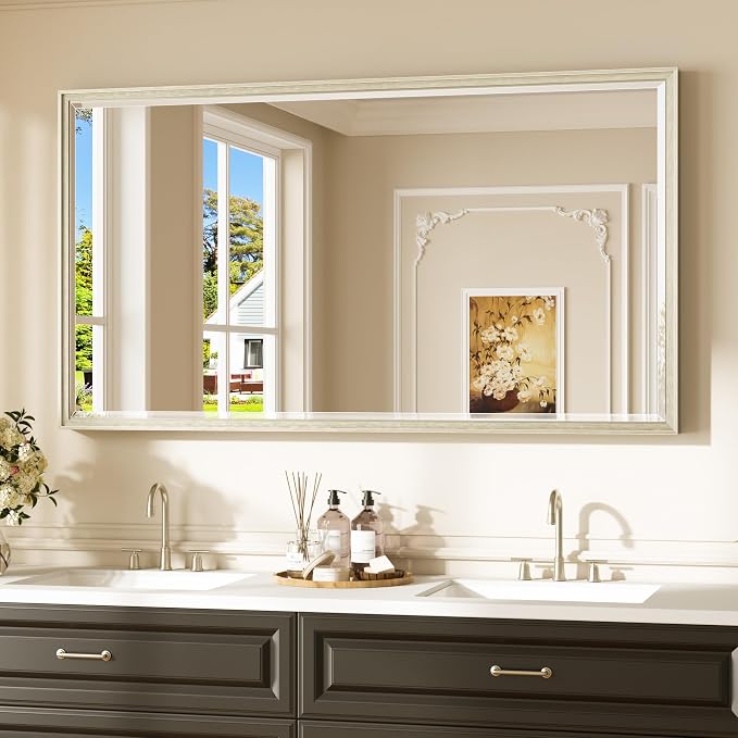Keonjinn 55" x 30" Brushed Nickel Bathroom Mirrors by Keonjinn